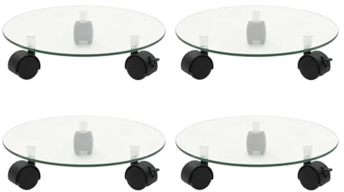 Rullo per piante 4 pezzi, 28 cm, rotondo, in robusto vetro temperato per piante interne ed esterne, ideale per vasi da fiori, giardino, balcone, terrazzo