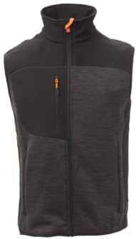 Ergos Workwear Payper TOUR Gilet in maglia tecnica 100% poliestere inserti soft-shell chiusura zip tasche laterali (Steel Grey Melange/Nero-Arancione Fluo-M)