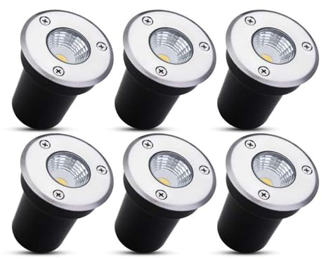 GUODDM 6PCS LED Ground Light - 3W Outdoor Recessed Spotlight, Floor Lamp for Outdoors, Colored Garden Buried Lamps, LED Beam Spotlight, for Park Trails, Woods Landscape Lighting(White,3W(24V))