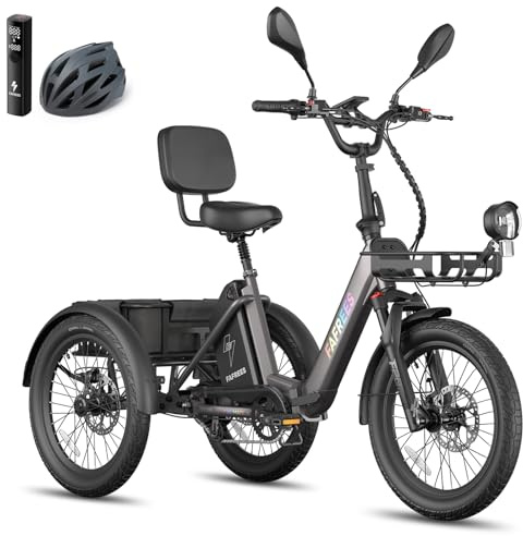 Fafrees F20 Mate II Electric Bicycle Tricycle UK, 25Ah 1200Wh Removable Battery, Basket + Rear Rack, 3-Wheel Bike, 15.5MPh, 250W Cargo Electric Trike for Adults Seniors, Range 75-150km, Black