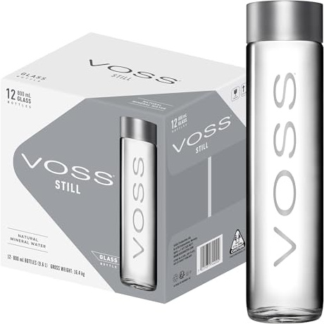 Voss Still Water, 800ml Glass Bottles (Pack of 12) - Premium Artesian Water from Norway