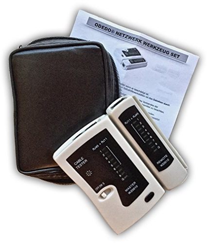 odedo Kabeltester RJ45 / RJ11 mit Remote-Einheit, Netzwerktester, Leitungstester LAN ISDN DSL CAT 5/6 / 7 Patchkabel, Ethernet Network Cable Tester