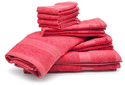 Bassetti Set 10 Handtücher aus weichem Frottee, 100 % Baumwolle (CORALLO)