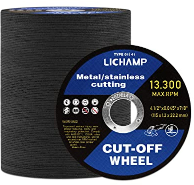 Lichamp 4-1/2 Cut Off Wheels for Metal, 100 Pack 4.5 inch Disc Cutting Wheel Cutoff Blade, 4.5x0.045x7/8, A100BK