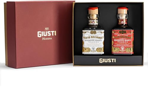 Giusti - Confezione regalo aceto balsamico di Modena 2 e 3 medaglie d'oro - 2 x 250 ml