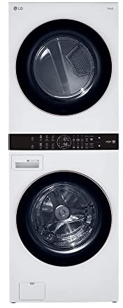 LG WashTower Stacked Smart Laundry Center 4.5 Cu.Ft. Front Load Washer & 7.4 Cu.Ft. Gas Dryer in White WKG101HWA