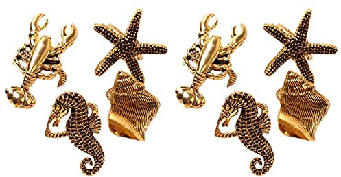 Hopbucan 8 StüCke Serie Muscheln Seestern Hippocampus Servietten Ring Modell Hochwertig Hotel Servietten Schnalle Servietten Ring Esszimmer