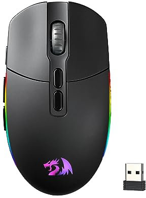 Redragon M719 Kabellose optische Gaming-Maus, 7 programmierbare Tasten, RGB-Hintergrundbeleuchtung, 10.000 DPI, Ergonomische PC-Computer-Gaming-Mäuse mit Feuertaste