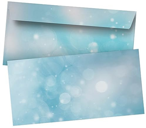 50 Briefumschläge DIN Lang | Blau Wolken Blendenflecke | selbstklebend ohne Fenster | Brief-Umschlag mit Design-Motiv bedruckt | 90 g/m²