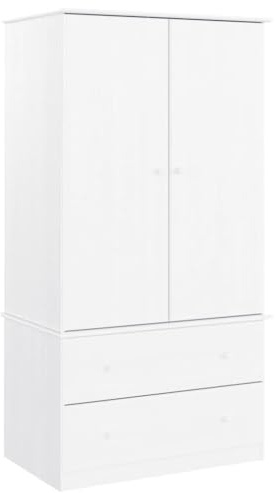 vidaXL Armario Alta Madera Maciza de Pino Blanco 90x55x170 cm, Armario ropero, Armario de Dormitorio, Armario Independiente, Armario almacenaje
