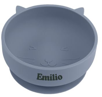 TYRY.HU Babyschüsseln mit Saugnapf, Kinderteller mit Namen Silikon Rutschfester Esslernteller für Babys Kinderschüssel Personalisierte Baby Breischale Silikonschüsseln BPA-frei