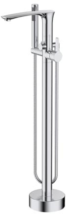 BiaoTeng Grifo Bañera Independiente Monomando Latón Frío y Caliente Grifo de Pie para Bañera Exenta para Bañera Cromo