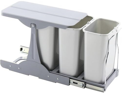 EKOTECH Patty 30 - Pattumiera da incasso, 3 x 8 litri, in plastica, colore: Grigio