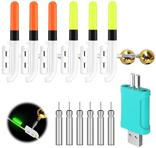 Lot De 6 Cloches D'alarme De Pêche, Cloches De Pêche, Bâtons Lumineux pour Pêche Détecteur De Touche Clochette De Peche avec Boucle Alarme De Touche pour La Pêche en Mer Et La Pêche De Nuit