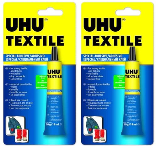 UHU textile solvent free fabric glue 19ml - Pack of 2 tubes