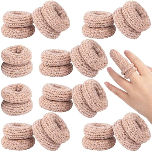 SmallCat 15PCS Fingertip Bandages, Cotton Finger Cots, Elastic Finger Gloves, Thumb Protectors for Wounds, Reusable Finger Dressings for Finger Sprains Gardening Work - Skin Color