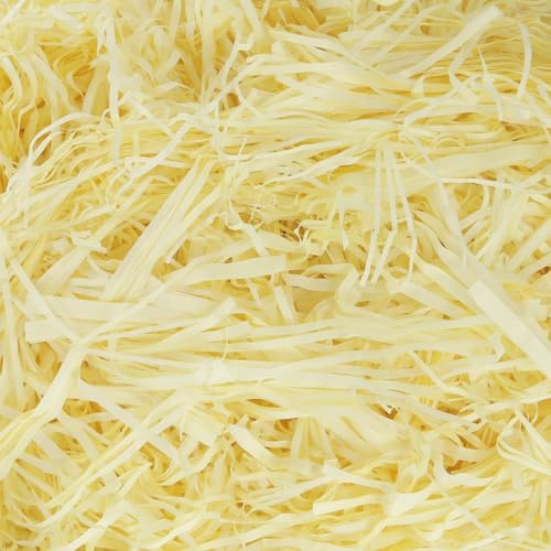 MAHIONG 1 kg gult strimlat silkespapper, strimlat papper för presentaskar, fyllning av korg för presentdekoration, fyllning och presentförpackning