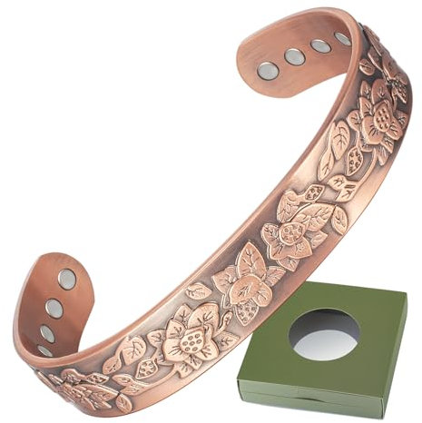 Wollet Kupferarmband für Männer, Manschettenarmband für Männer, magnetisches Armband in Rosenform mit Geschenkbox (CPB-2049-B)