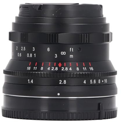Yunseity E Mount Lens, Manual Focus Multi Layer Coating Optical Glass 35mm F1.4 Lens för A7 A7II A7R A7RII X -3 NEX -3N (Svart)