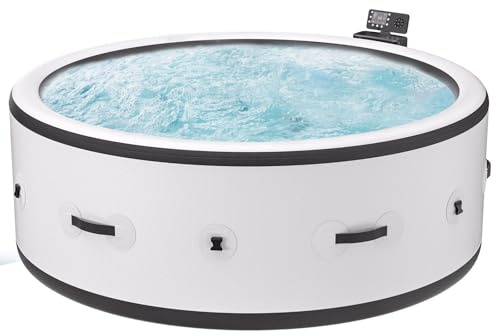 Vasca idromassaggio gonfiabile per 4-6 persone, spa portatile per esterni con 180 getti d'aria, controllo intelligente e copertura termica per il cortile e il campeggio