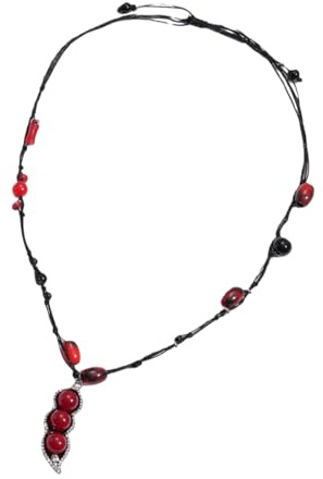 WLNEXT Collar de frijol ovalado, joyería de acrílico y aleación con circonita, ajustable para suéteres Collar de cadena con cuentas
