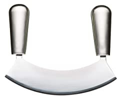 MasterClass Mezzaluna Hackmesser, Acero Stainless Carbon Steel Einklingen-Hachoir-Messer, 18 cm (7), Silber