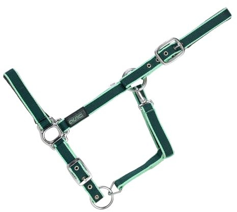 USG 15050007 Halfter, silberfarbene Beschläge, Soft unterlegt, Dunkelgrün/Hellgrün, Warmblut