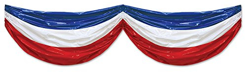 Beistle Patriotic Plastic Bunting, 3’ x 15’ – Red, White & Blue Memorial Day & 4th Of July Decorations, Holiday Summer Barbecue Themed Party Supplies, Picnic Celebration & Parade Float Decor