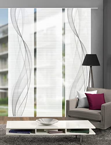 VISION S Schiebegardine Heights halbtransparent Bambusoptik 260x60 cm, Grau