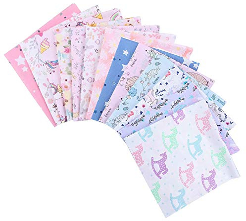 Fabric Material for Sweing,Fat Quarters Cotton Craft Fabric Patchwork 13 Pack 25 * 25cm Sewing Patchwork Different Pattern Cloths DIY Scrapbooking Artcraft