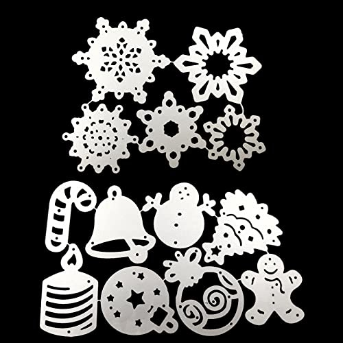 13 Pezzi Fustelle Natale Cutting Dies, Modello per Goffratura in Metallo, Stampo Natalizio, Adatto per la Decorazione di Lettere e Biglietti di Auguri(Argento)