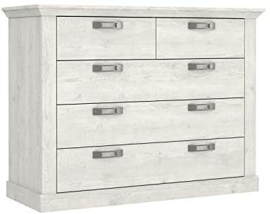 Forte Kommode mit 5 Schubladen, Holzwerkstoff, Pinie weiß, B x H x T: 119,5 x 89,9 x 44,9 cm