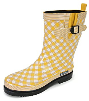 MADSea Bottes en caoutchouc Ocean Checkered demi-tige à carreaux pour femme, jaune, 39 EU