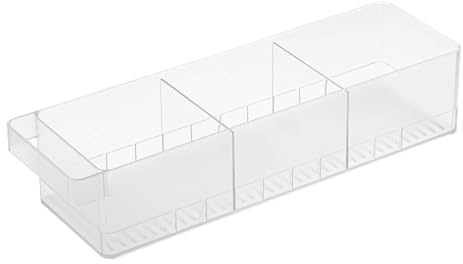 YAMAZAKI 5762 TOWER Fridge Organizer With Dividers, white, PS Resin, Minimalist, 11 x 37.5 x 8.2 cm