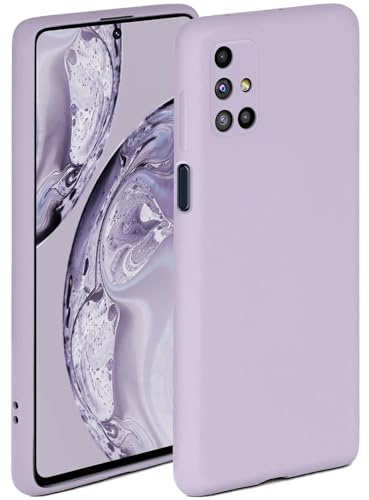 ONEFLOW Mjukt fodral kompatibelt med Samsung Galaxy M51 fodral av silikon, upphöjd kant för skärmskydd, två lager, mjukt mobiltelefonfodral – matt syren