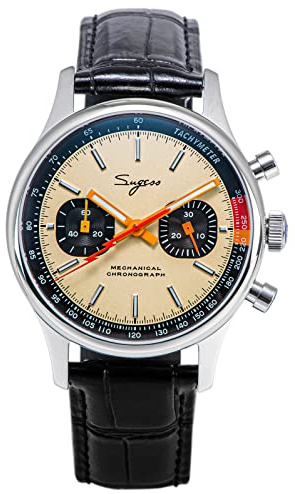 Fiskmås Sugess ST1901 Panda 40 mm gräddfärgad V2 Racing kronograf safir 1963 BNIB B B, Cream