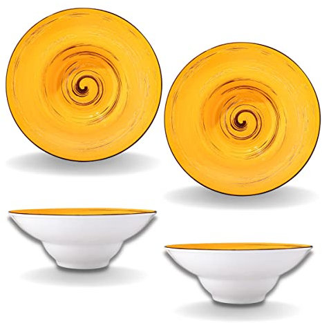 Wilmax - Assiettes creuses SPIRAL - 2 pièces - Élégantes - Modernes - Durables - Porcelaine émaillée - Résistantes aux rayures - Lavables au lave-vaisselle - Pour soupes, salades - Diamètre : 22,5 cm
