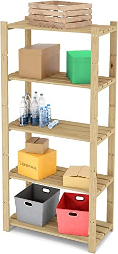 Lenmar Serie B Holzregal, Kiefer, Hellbeige, 5 Böden, Bücher- und Standregal, Wandregal, Büroregal (B-24 170 x 80 x 40 cm, 5 Böden)