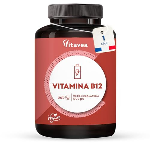 Vitamine B12, 1 000 µg - Vegan & Végétarien - Méthylcobalamine Pure & Biodisponible - Haut dosage & haute assimilation - 1 an - Immunité, Fatigue et Equilibre Nerveux - Fabriqué en France - Vitavea