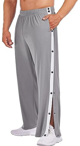 Deyeek Reha Hose Herren Jogginghose seitlich zu öffnen Freizeithose Sweatpants Trainingshose Sportswear Grau S