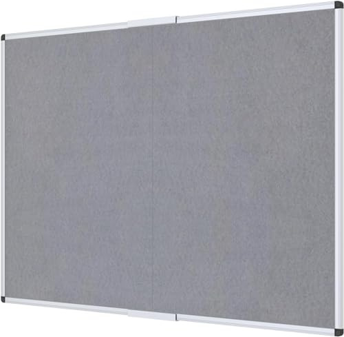VIZ-PRO stort tyg anslagstavla/vikbar anslagstavla filt grå, 183 x 122 cm, silver aluminiumram
