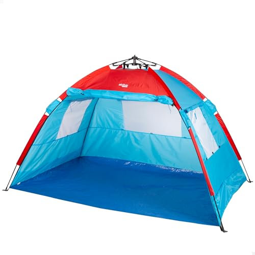 AKTIVE 63120 Oxford Strandwindschutz, 213 x 133 x 120 cm, 4 Personen, inklusive 4 Heringe, Fiberglasgestänge, 170T-Polyestergewebe, Wassersäule 300 mm, 2 kg, Tür und Seitenfenster