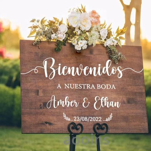 Calcomanías De Vinilo Personalizadas For Bodas, Calcomanías For Tablero De Espejo De Bienvenida For Bodas, Letrero Bienvenidos A Nuestra Boda, Calcomanías De Vinilo Personalizadas For Fiestas, (Color