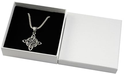 SHIEAGLELD Collar Nudo de Bruja en Plata, Colgante de Estilo Retro Collar con Una Cadena de Plata de 55 cm, Colgantes de Collar para Hombre y Mujer, Joyería de Acero Inoxidable, Amuleto