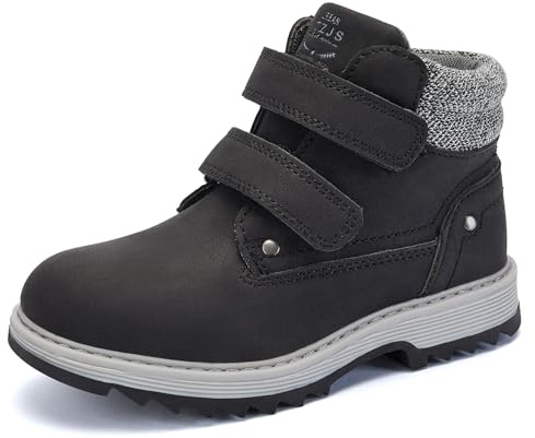 TZJS Bottes classiques unisexes pour enfants garçons filles bébé bottes d'hiver avec fermeture velcro imperméables bottines bottes de neige bottes de travail antidérapantes trekking chaussures d'hiver