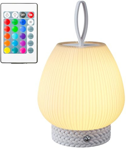 Ledivion Touch Bedside Lamp, Rechargeable LED Table Lamp with Remote Control, Dimmable RGB Color Changing, Portable USB Rechargeable Night Light for Bedroom Living Room, Camping