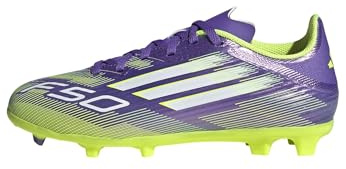Adidas Unisex - Bambini F50 League Firm Ground/Multi Ground Football Boots Kids, Purple Rush/Cloud White/Lucid Lemon, 32 EU