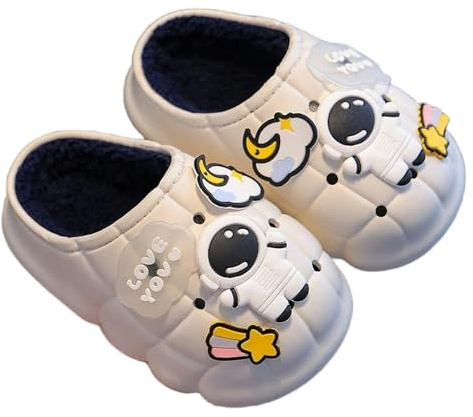 KQDSEOOF Pantofole Bambino Invernali Pantofole Calde per Bambini Ragazzi Invernali E Ragazze A Casa con Pantofole Senza Slip-Bianco B-35 36 (Lunghezza Interna 21 Cm)