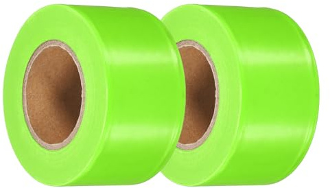PATIKIL 2 Confezioni Nastro Segnaletico Fluorescente Verde, 1.5 x 150 Ft Nastro PVC Neon Non Adesivo Per Marcatura Alberi, Sentieri