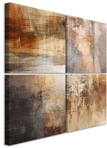 murando - Set di 4 Quadri Fonoassorbenti Decorativi Componibili Astratto Toni Terrosi 40x40 cm Ciascuno delle Dimensioni di 20x20cm - Collage 4 Pezzi - Quadro Moderno - - Ufficio a-C-10183-b-a